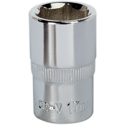 17mm Forged Steel Drive Socket - 1/2 Inch Square Drive, Polished Chrome ...