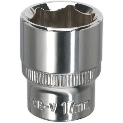 17mm Forged Steel Drive Socket - Durable Chrome Vanadium for 3/8