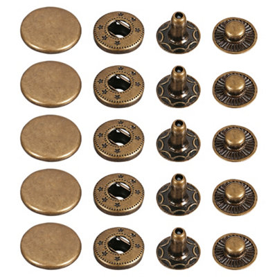 17mm S Spring Press Studs 4-Part, Metal Snaps Button Durable Fasteners ...