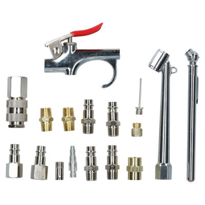 17pc Euro Air Tool Compressor Air Line Fittings Accessory Kit Blow Gun ...