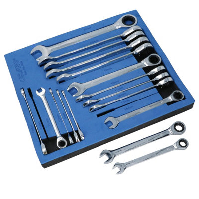 17pc Metric Gear Ratchet Combination Spanner Wrench 72 Teeth 8 - 24mm