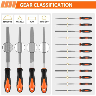 17pcs Alloy Steel File Set Precision Round Half-Round Flat Square ...