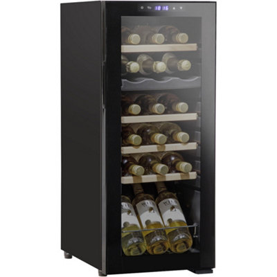 18 Bottle Dual Zone Freestanding Wine Cooler Fridge - LED Backlit BLACK & GLASS