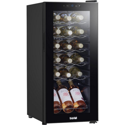 18 Bottle Freestanding Wine Cooler Fridge LED Backlit Metal Shelf BLACK & GLASS