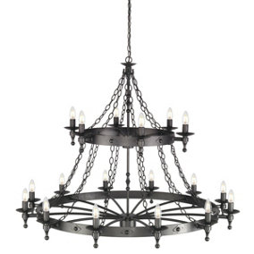 18 Bulb Chandelier 2 Tier Hand Crafted Graphite Finish Black LED E14 60W