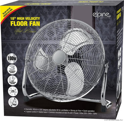 18" Chrome High Velocity Industrial 3 Speed Free Standing Fan Tilting Portable