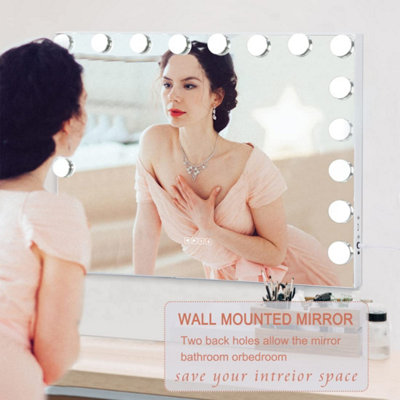 18 Dimmable LED Bulbs Large Mirror, Bluetooth Vanity Mirror with Lights