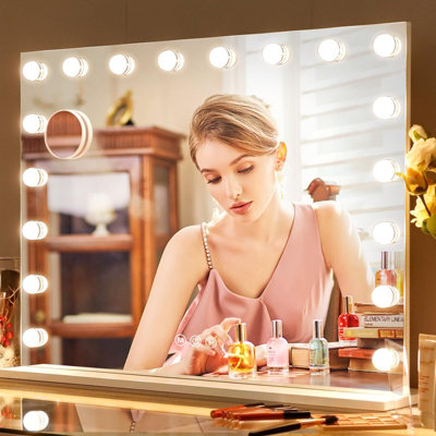 18 Dimmable LED Bulbs Large Mirror, Vanity Mirror with Lights