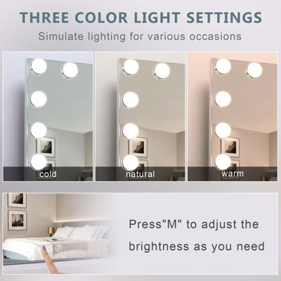 18 Dimmable LED Bulbs Large Mirror, Vanity Mirror with Lights