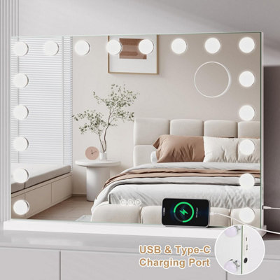 18 Dimmable LED Bulbs Large Mirror, Vanity Mirror with Lights