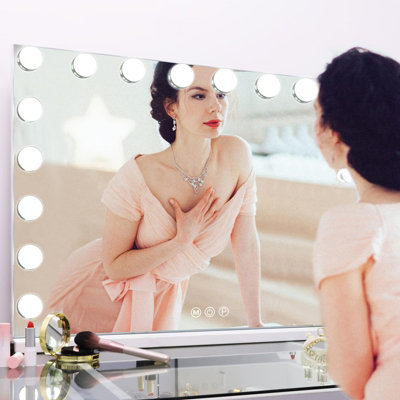 18 Dimmable LED Bulbs Large Mirror, Vanity Mirror with Lights
