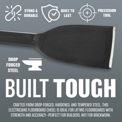 18" Electricians Floorboard Chisel Bolster Hardened Tempered Steel Lifting New - 5
