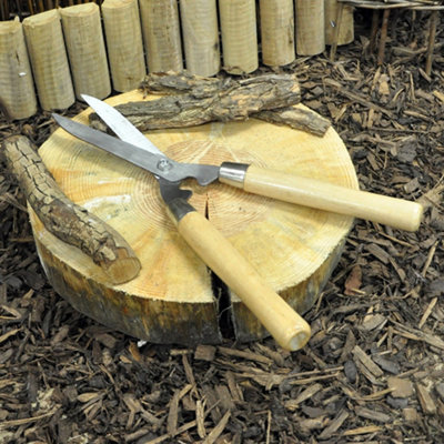 18" Garden Hedge Trimming Shears Cutters Wooden Handles Tool Bush Shrub Snips