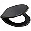 18 Inch Black Wooden Toilet Seat Bathroom Wc With Fittings Easy Clean Heavy Duty New