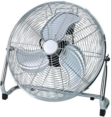 18 Inch Chrome Floor Standing Air Circulator Fan, High Velocity Free Standing Fan for Home, Garage, Gym and Office