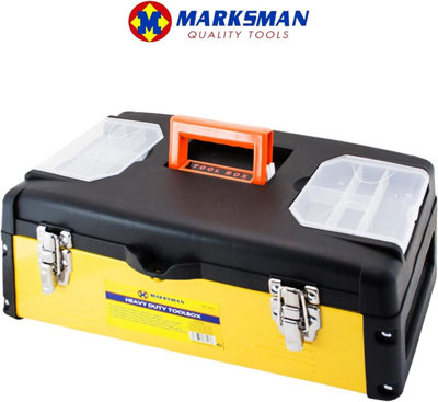 18 Inch Marksman Premium Pro Large Heavy Duty Tool Box Chest Tray Soft Grip Handle - 3