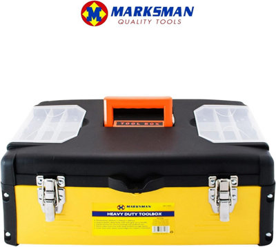 18 Inch Marksman Premium Pro Large Heavy Duty Tool Box Chest Tray Soft Grip Handle
