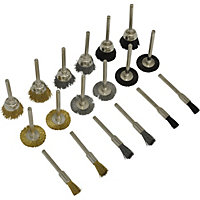 18 PACK Rotary Tool Brush Set - Brass Steel and Nylon Crimped Wire Brushes