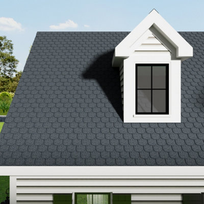 18 Pcs Asphalt Roof Shingle Bitumen Shed Roof Tiles 2.6 m² ,Rectangular, Grey