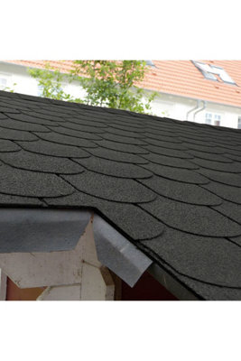 18 Pcs Bitumen Roofing Shingles Shed Felt Roof Tiles,Semicircle,Black, 2.6 m² Coverage