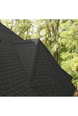 18 Pcs Bitumen Roofing Shingles Shed Felt Roof Tiles,Semicircle,Black, 2.6 m² Coverage