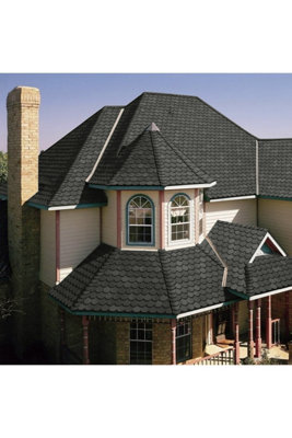 18 Pcs Bitumen Roofing Shingles Shed Felt Roof Tiles,Semicircle,Black, 2.6 m² Coverage