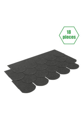 18 Pcs Bitumen Roofing Shingles Shed Felt Roof Tiles,Semicircle,Black, 2.6 m² Coverage