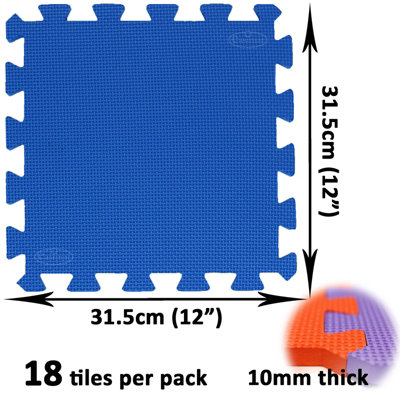 18 piece EVA Interlocking Large Coloured Play Mat Soft Foam Tiles Child Kids Jigsaw - 3