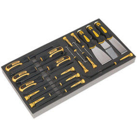 18 Piece Hook & Scraper Set with Tool Tray - Tool Box Tray Tidy Storage Chest