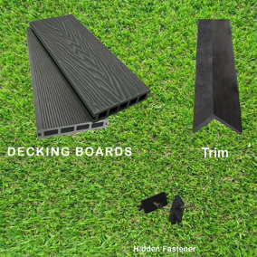 18 SQ Meters Grey Composite Woodgrain Decking Kit 2.2M Boards