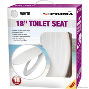 18" White Wooden Toilet Seat Bathroom Wc With Fittings Easy Clean Heavy Duty New
