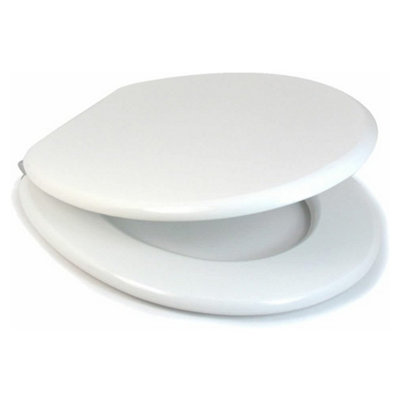 18 White Wooden Universal Bathroom Wc Toilet Seat Inch Easy Fit With Fittings Standard Oval Toilet