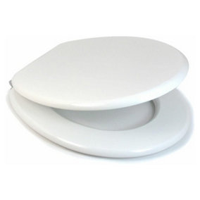 18" White Wooden Universal Bathroom Wc Toilet Seat Inch Easy Fit With Fittings Standard Oval Toilet Seat