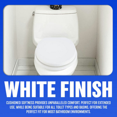 18" White Wooden Universal Bathroom Wc Toilet Seat Inch Easy Fit With Fittings Standard Oval Toilet Seat - 4