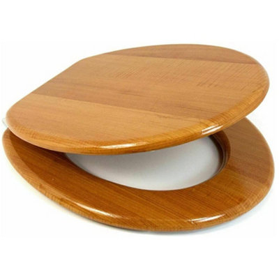 18" Wooden Universal Bathroom Wc Toilet Seat Easy Fit Strong & Sturdy Durable Cover Household Toilets Accessory Antique Pine