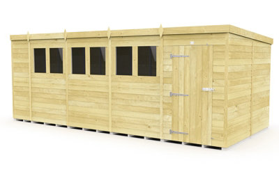 18 x 8 Feet Pent Shed - Single Door With Windows - Wood - L231 x W533 x H201 cm