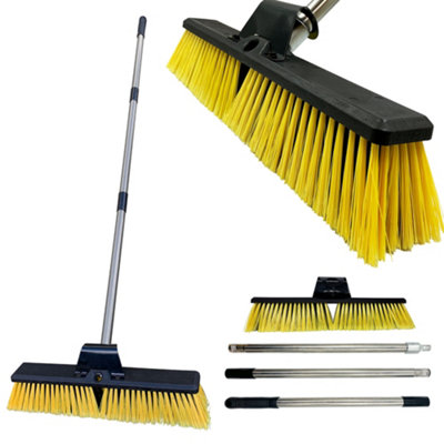 18" Yard Broom Outdoor Heavy Duty with Multi Section Long Metal Handle