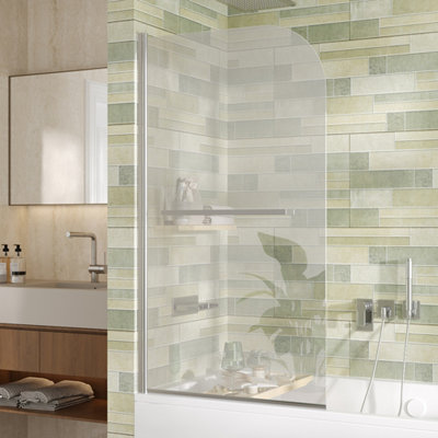 180 Degree Rotation Over Bath Shower Screen, 80cm W x 140cm H
