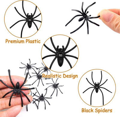 160 Piece Fake Plastic Spiders - 2-Size Halloween Prank & Party Decor Set