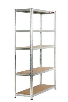 180 x 120 x 40cm - Galvanised - 5 Tier Boltless Heavy Duty Garage Shelving Unit - 1000kg Load Weight