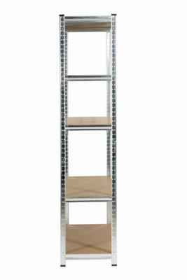 180 x 120 x 40cm - Galvanised - 5 Tier Boltless Heavy Duty Garage Shelving Unit - 1000kg Load Weight