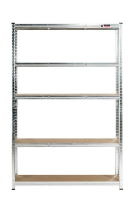 180 x 120 x 40cm - Galvanised - 5 Tier Boltless Heavy Duty Garage Shelving Unit - 1000kg Load Weight