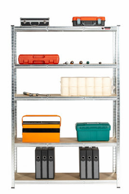 180 x 120 x 40cm - Galvanised - 5 Tier Boltless Heavy Duty Garage Shelving Unit - 1000kg Load Weight