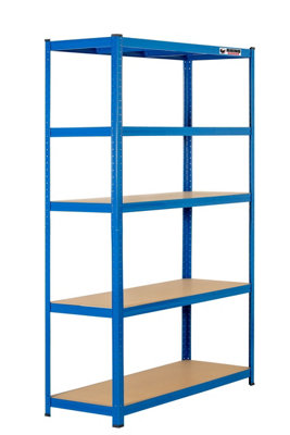 180 x 120 x 45cm - Blue - 5 Tier Boltless Heavy Duty Garage Shelving Unit - 1000kg Load Weight