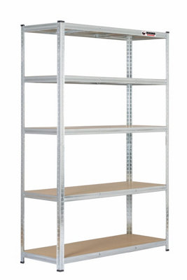 180 x 120 x 45cm - Galvanised - 5 Tier Boltless Heavy Duty Garage Shelving Unit - 1000kg Load Weight