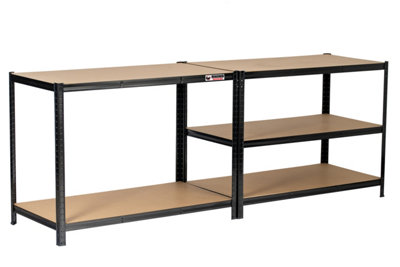 180 x 120 x 60cm - Black - 5 Tier Boltless Heavy Duty Garage Shelving ...