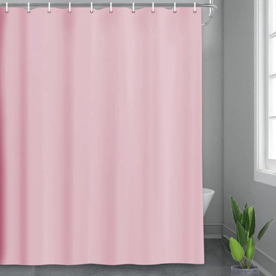 180 x 180 cm Pink PEVA Shower Curtain, Solid Colour Water Repellent and ...