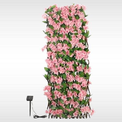 180 x 60cm Solar Powered LED Pink Blossom Trellis Artificial Leaf Trellis Panel Decoration
