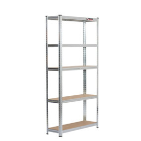 180 x 90 x 30cm - Galvanised - 5 Tier Boltless Heavy Duty Garage Shelving Unit - 1000kg Load Weight