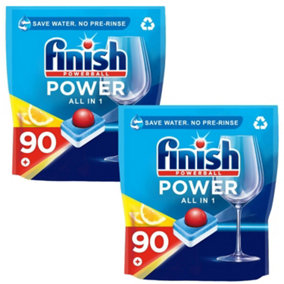 180 x Finish Powerball Supercharged All in 1 Max Lemon Dishwasher Tablets